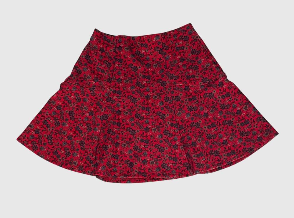 Hollister Red Floral Skater Skirt Mini XS Boho Bloomcore